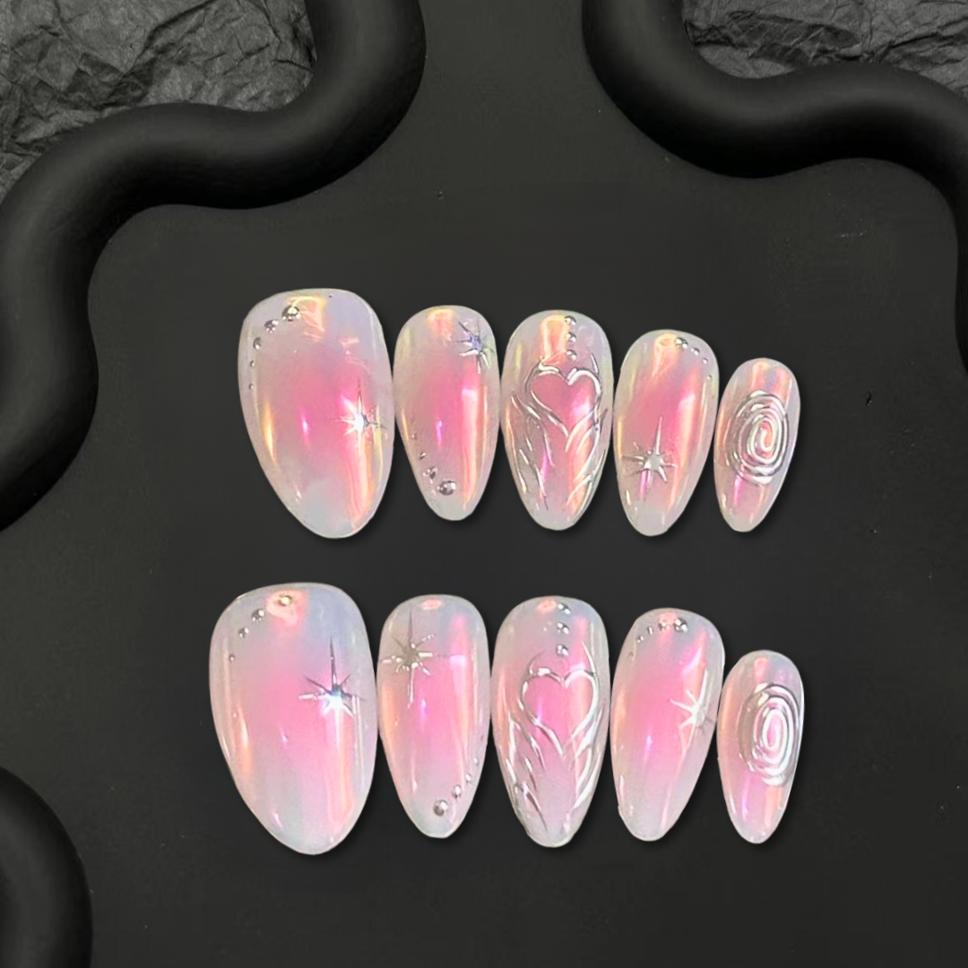 Gradient Pink & silver hand-painted-XHS086