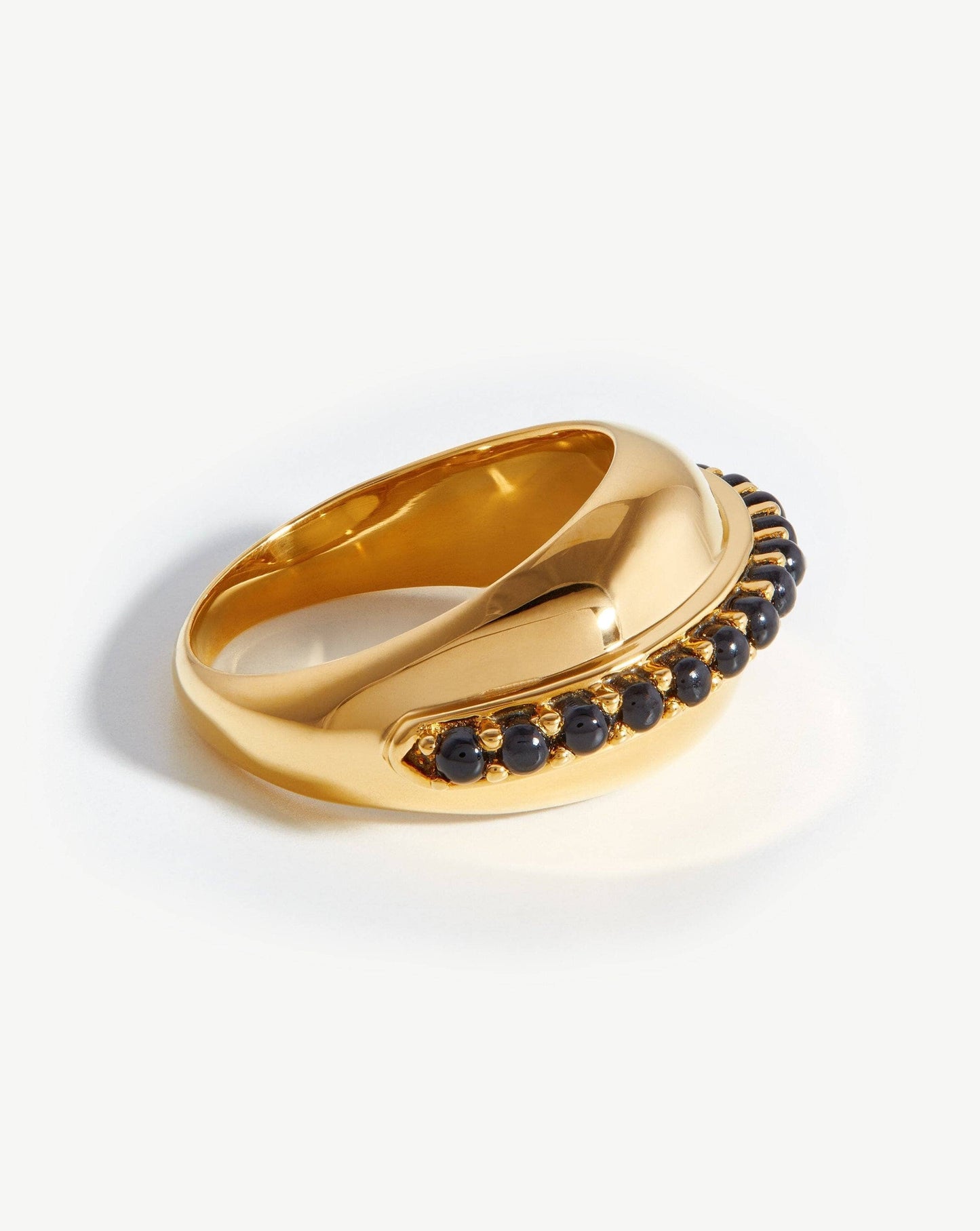 Black Onyx Dome Ring in 18k Gold Plating