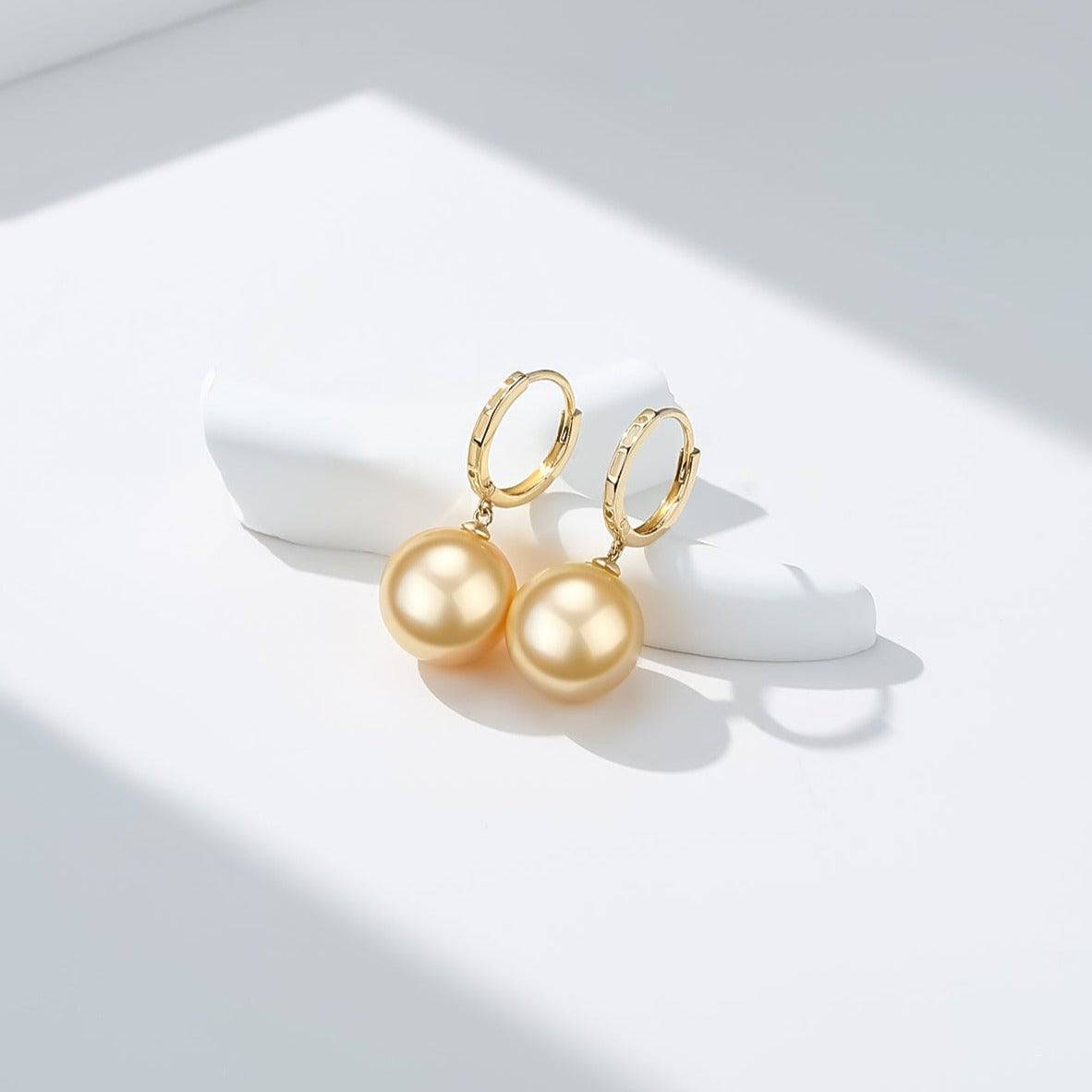 18K Gold South Sea Pearl Daisy Earrings AAAA Grade