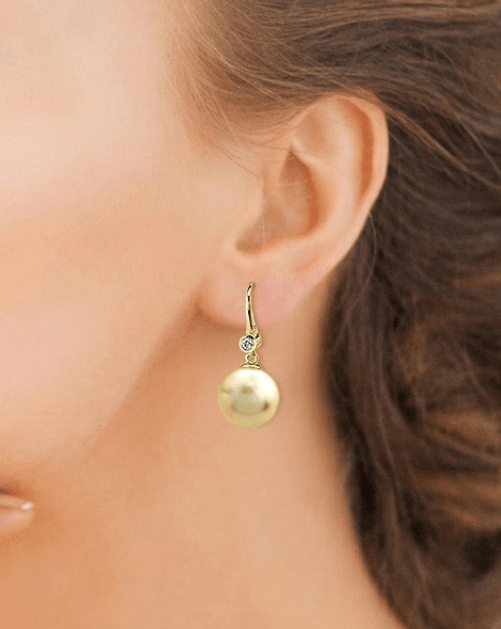 18K Gold South Sea Pearl Mary Earrings for Women