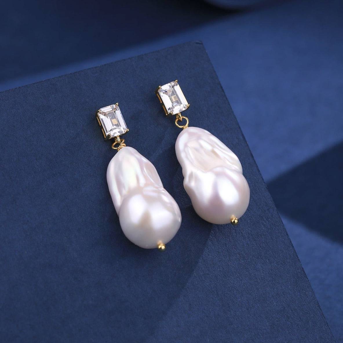 Baroque Pearl Earrings with Cubic Zirconia Accents