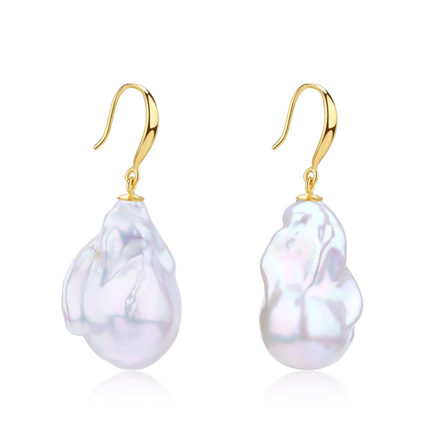 White Freshwater Baroque Pearl Earrings in Sterling Silver 2