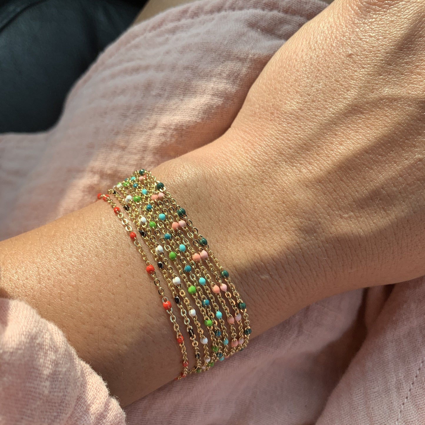 Red Enamel Beaded Bracelet for Casual Style