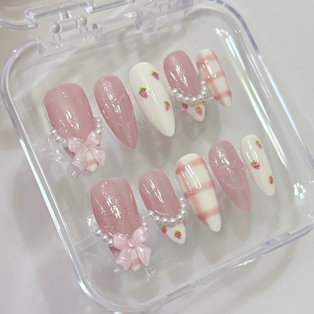 Cute pink strawberry pearl French-XHS501