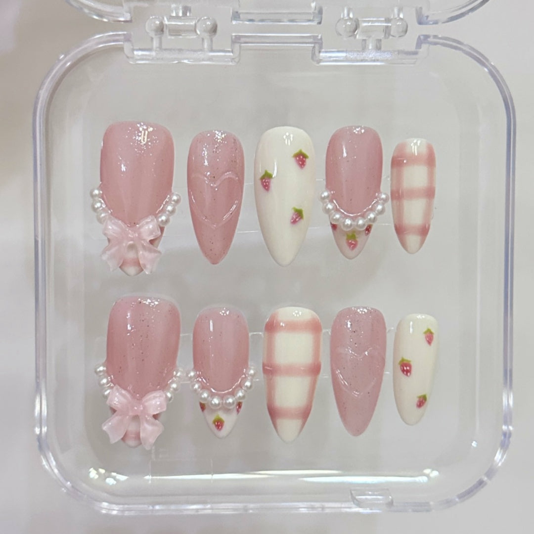 Cute pink strawberry pearl French-XHS501