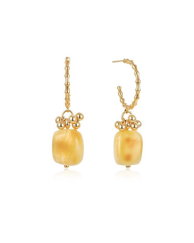 Amber Flower Design Earrings