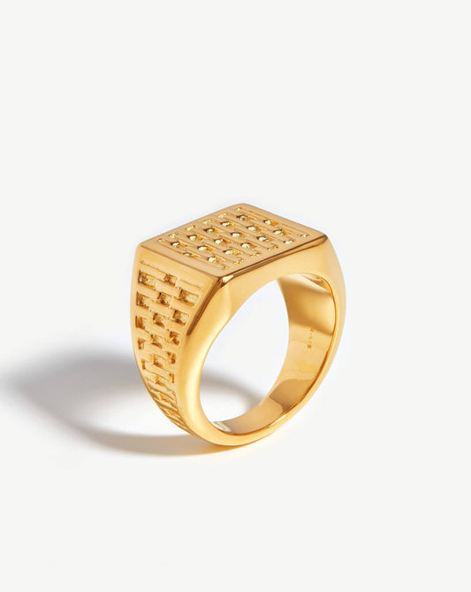 Woven Square Signet Ring in 18k Gold Vermeil