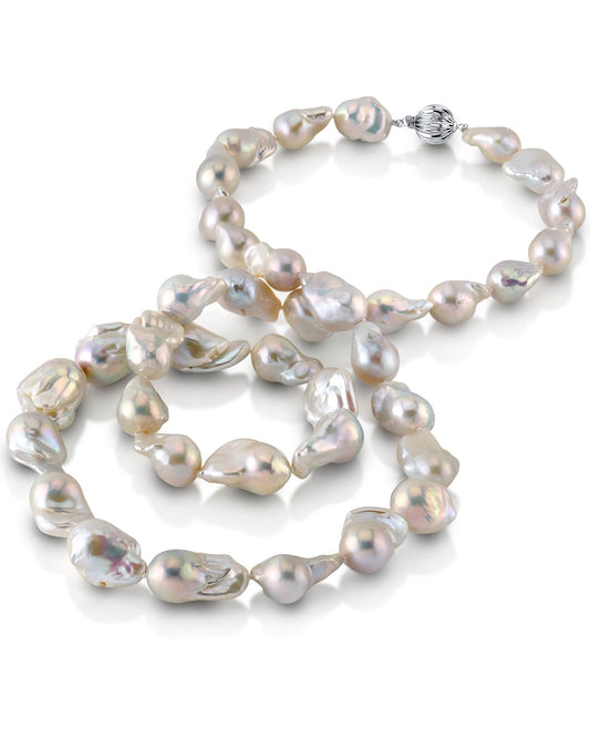 White Freshwater Baroque Pearl Necklace in AAA Quality