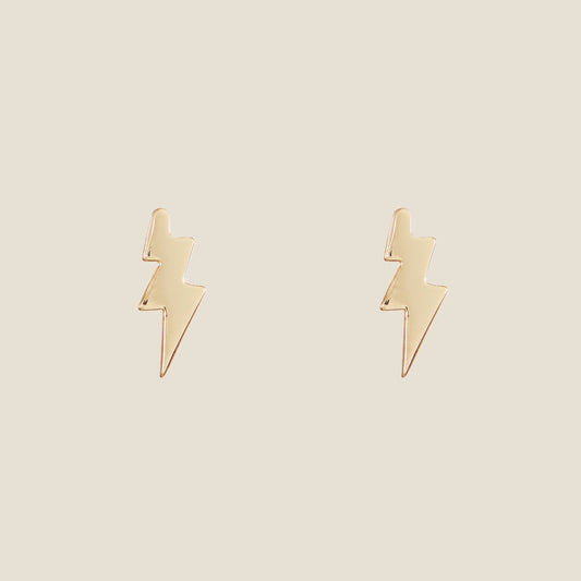 Stylish Gold Lightning Bolt Stud Earrings