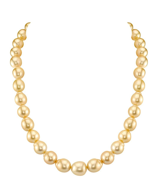 Baroque Shaped Golden South Sea Pearl Necklace