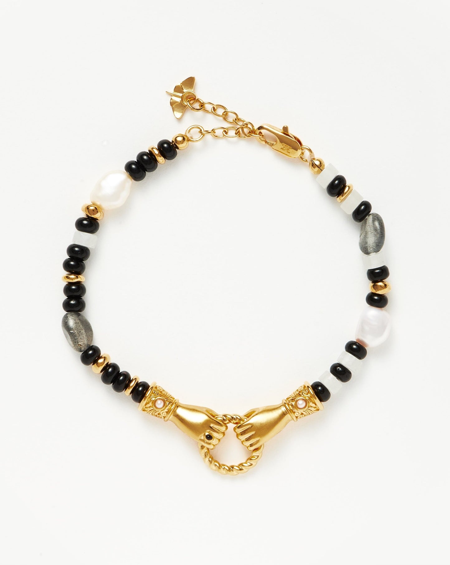 Beaded Gemstone Bracelet with Gold Plating and Pearls 2