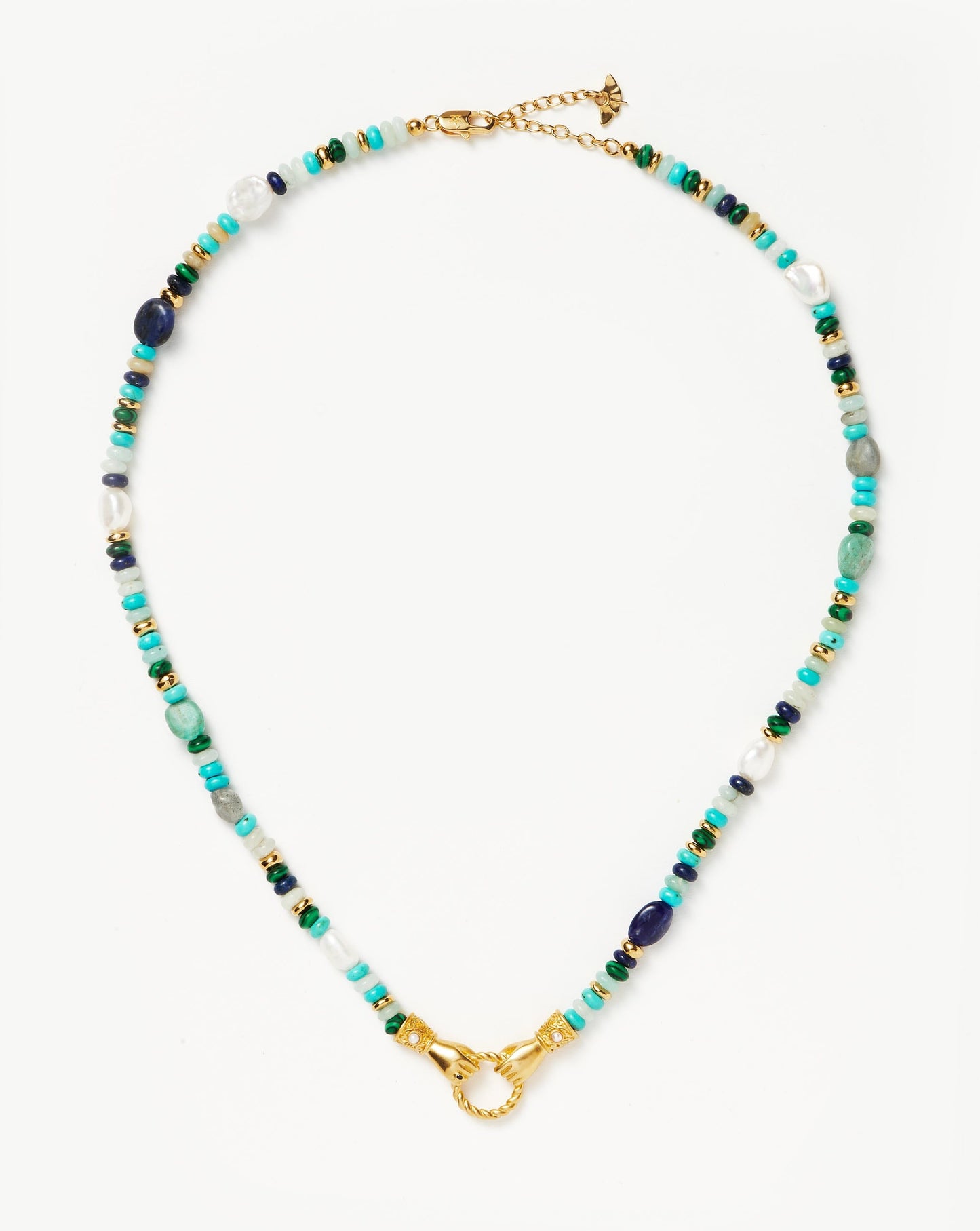 Beaded Gemstone Necklace with 18k Gold Plating