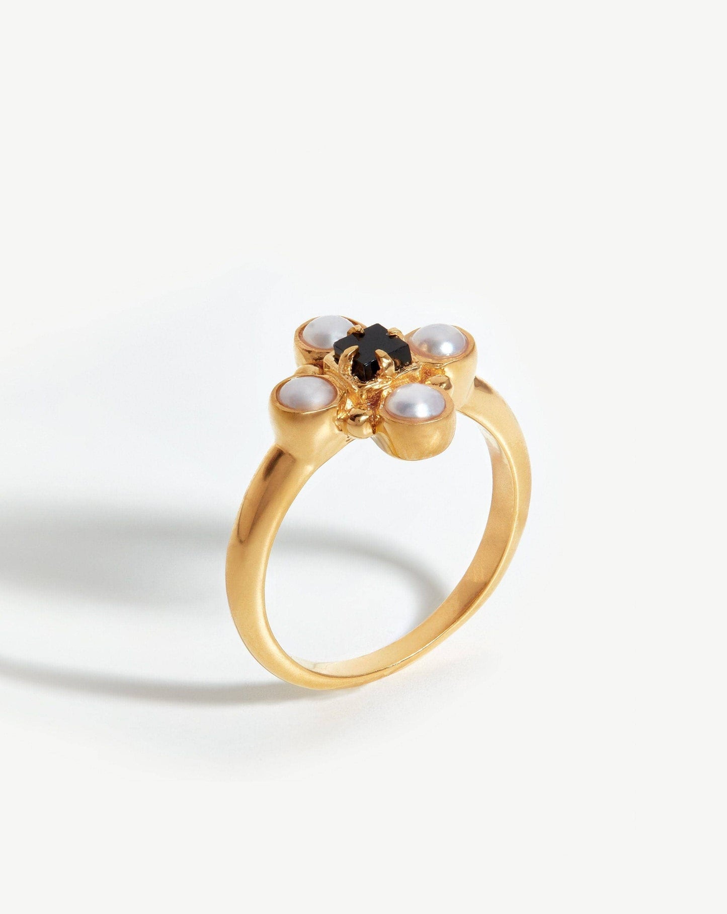 18k Gold Vermeil Ring with Pearl and Black Onyx