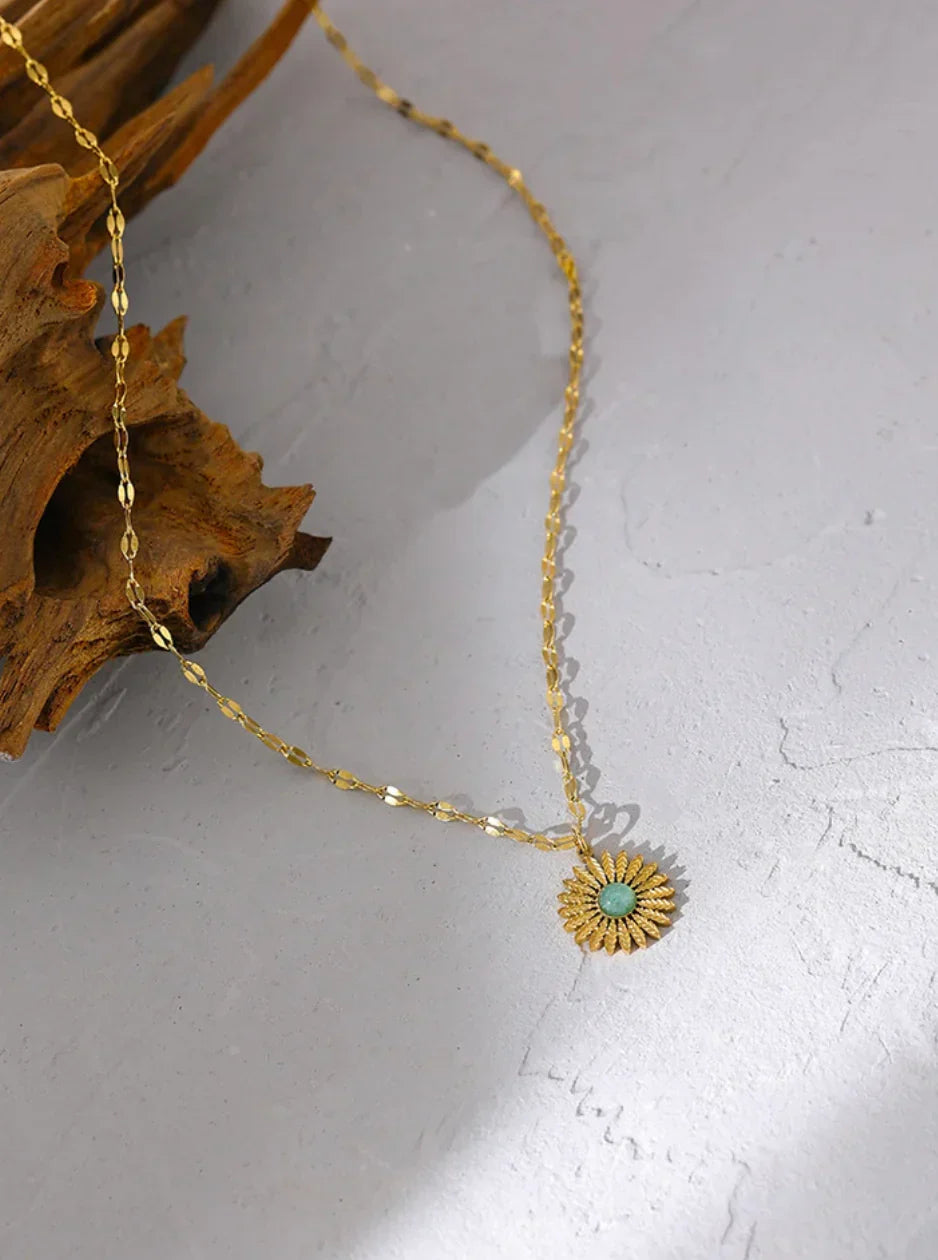 Floral Stone Pendant Necklace in Elegant Design