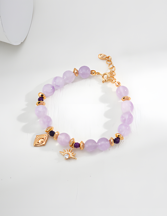 Amethyst and Zircon Silver Bead Bracelet