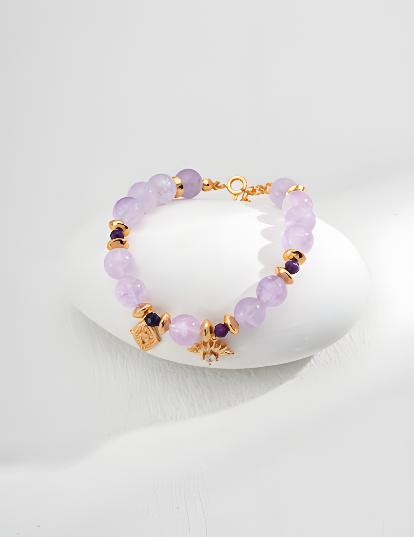 Amethyst and Zircon Silver Bead Bracelet