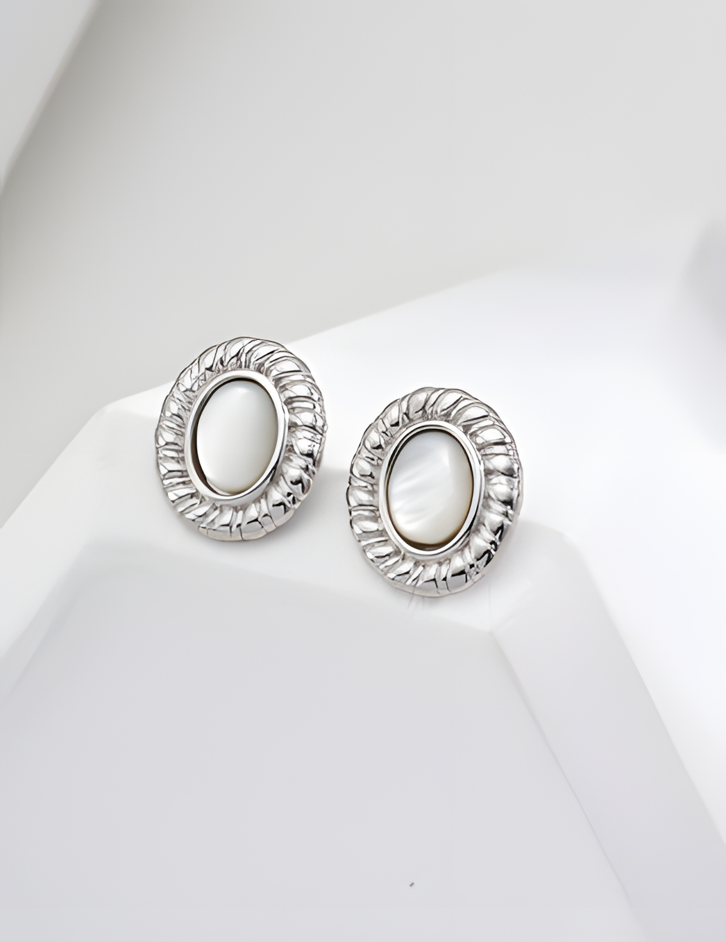 Silver Shell Stud Earrings