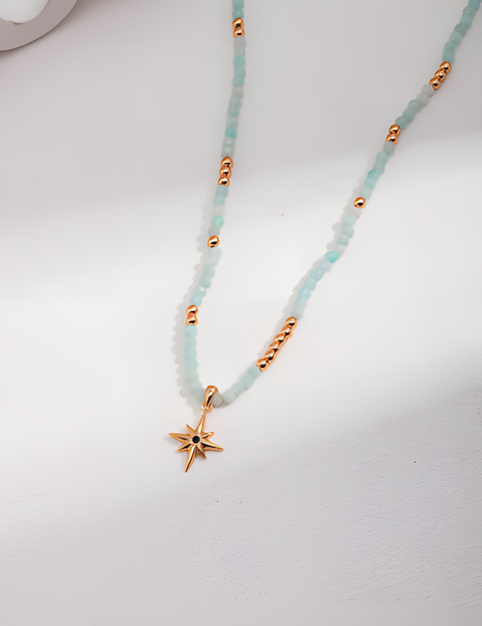 Natural Quartz Jade Necklace with Star Pendant