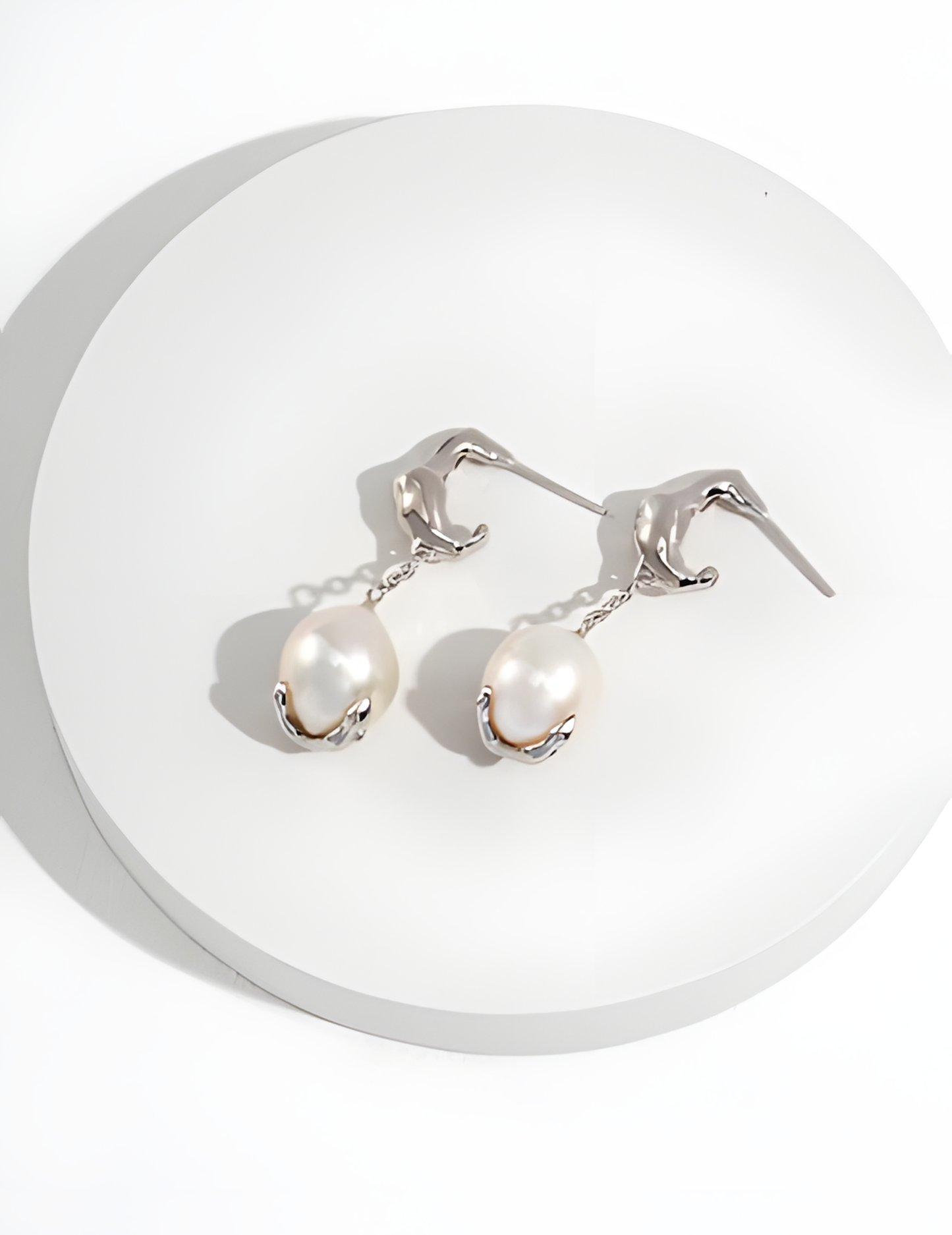 Silver Pearl Baroque Earrings