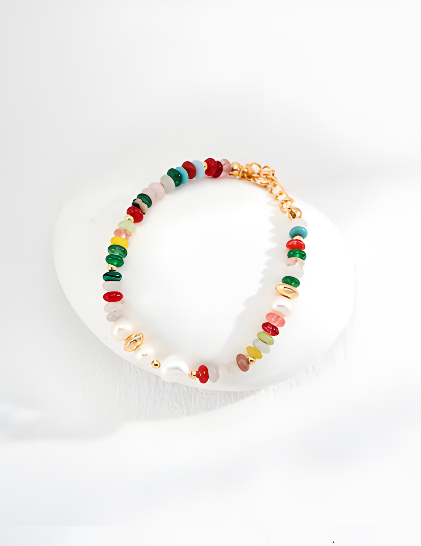 Pearl and Color Stone Bracelet in Silver