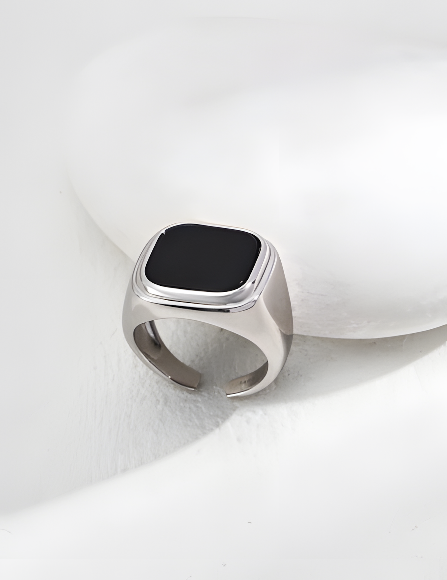 Silver Black Agate Ring