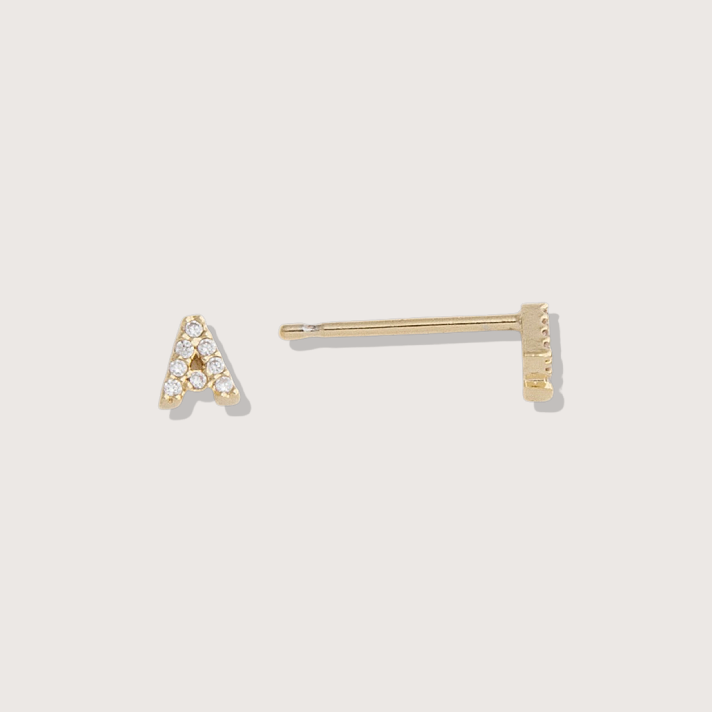 Initial Stud Earrings with Pave Design