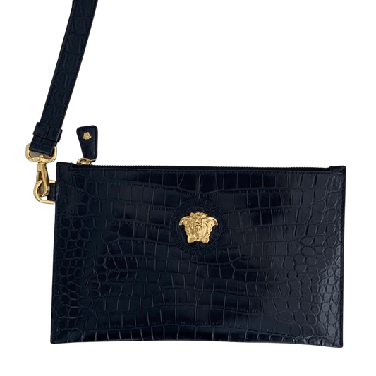 Versace La Medusa Croc Embossed Pouch