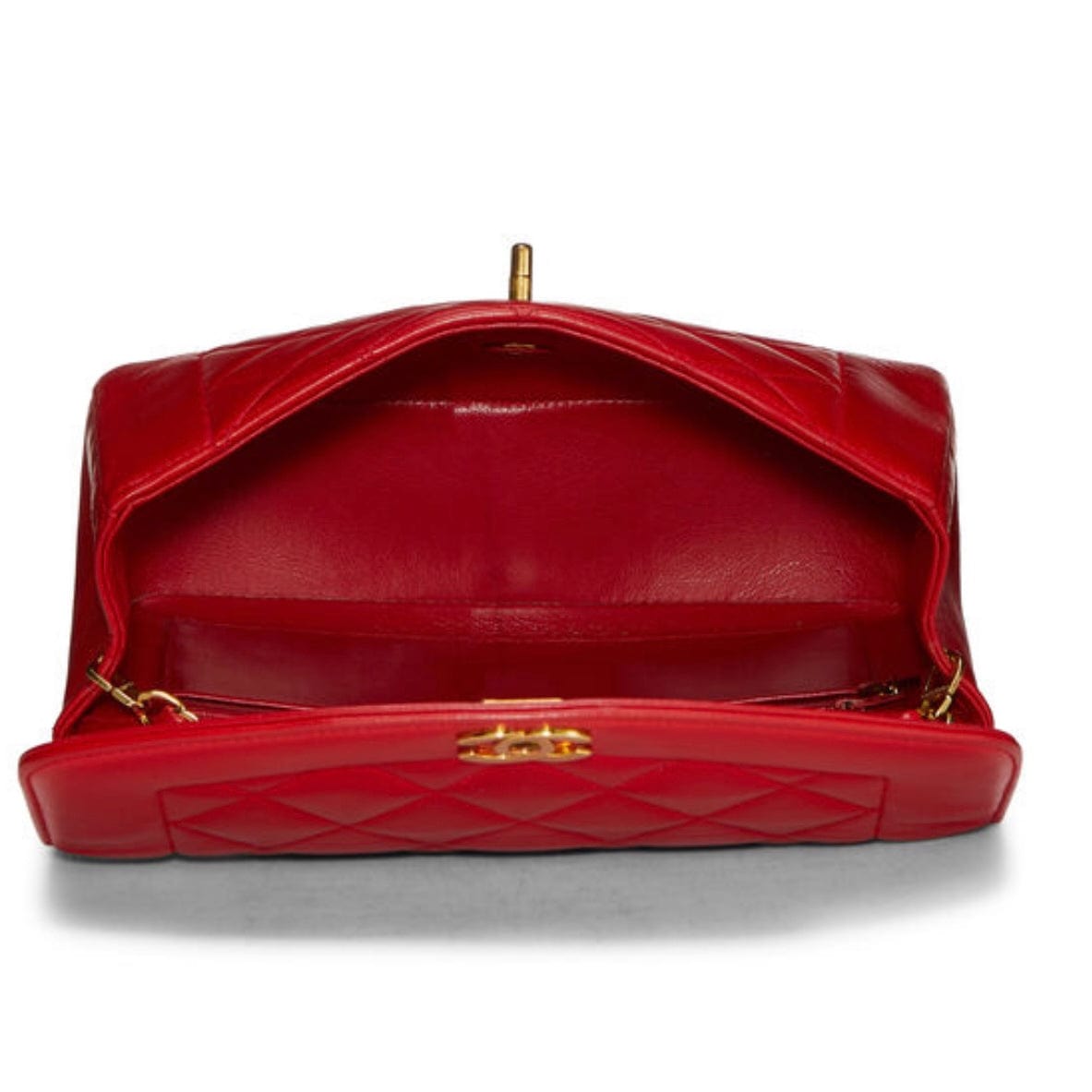 Small Diana Shoulder Bag In Red Quilted Lambskin