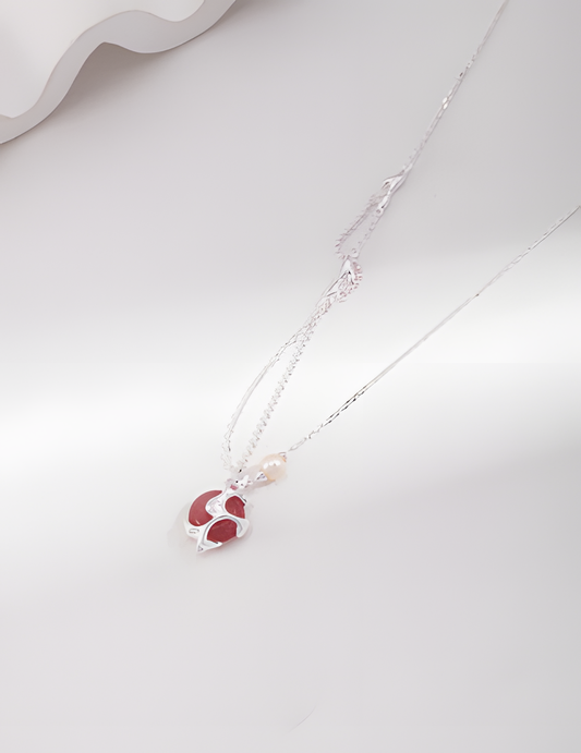 Sterling Silver Strawberry Crystal Necklace