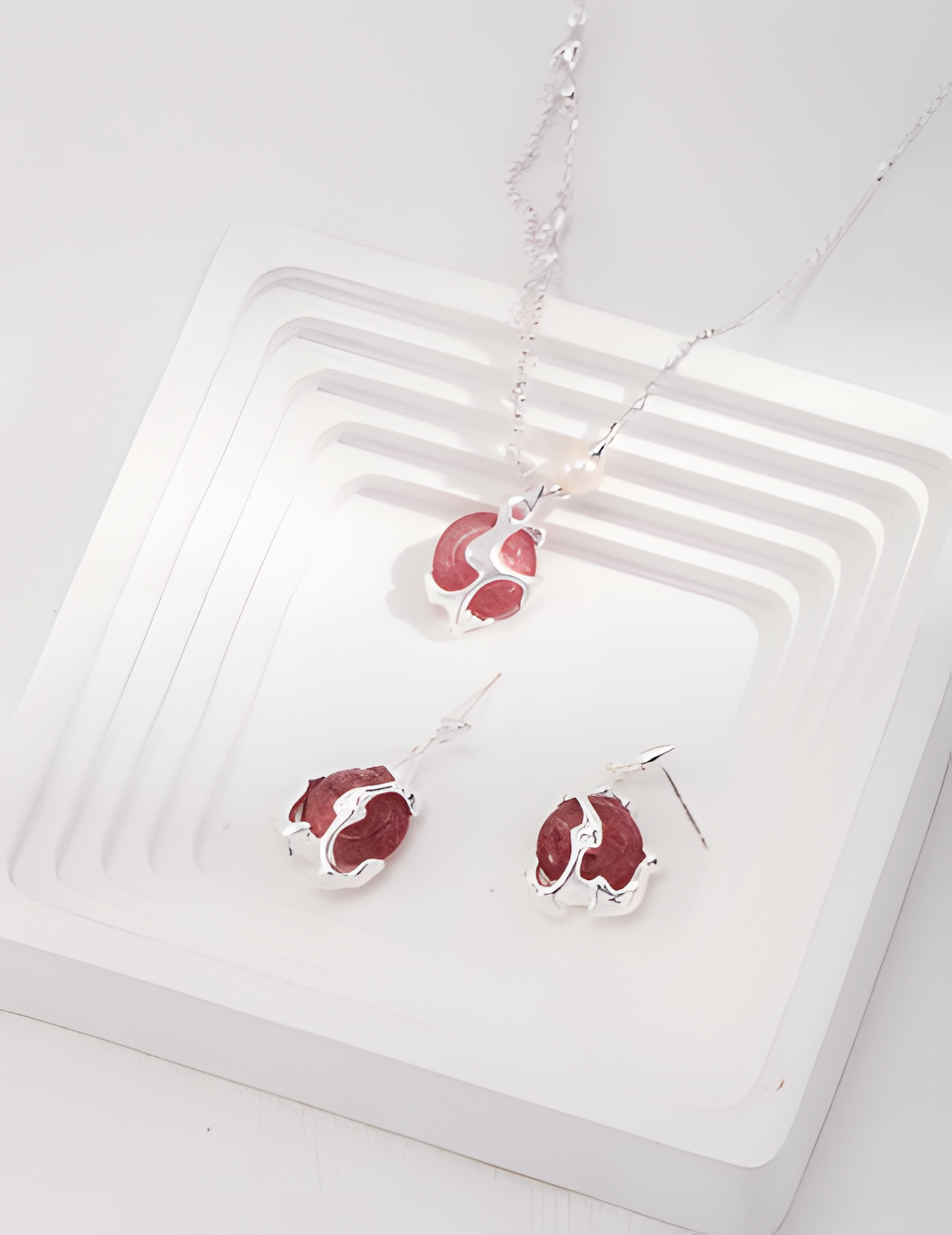 Sterling Silver Strawberry Crystal Necklace