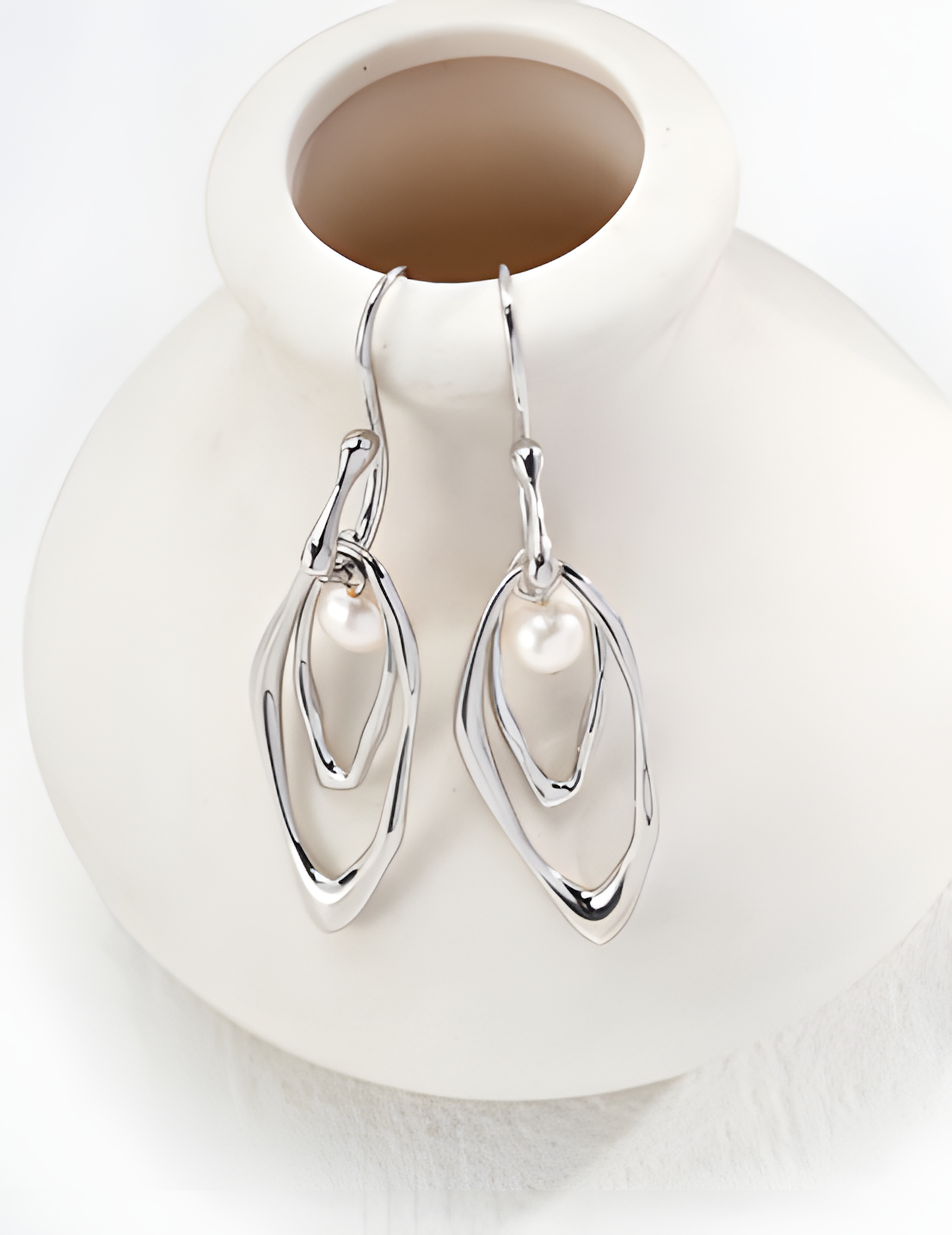 Silver Pearl Drop Earrings