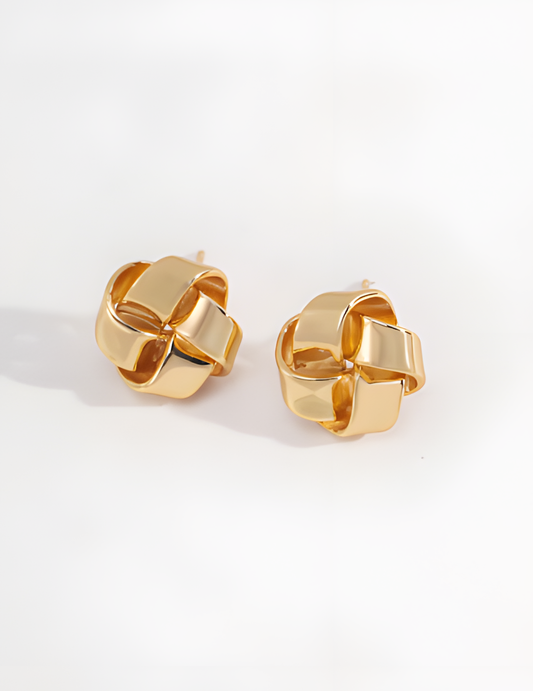 Golden Knot Stud Earrings