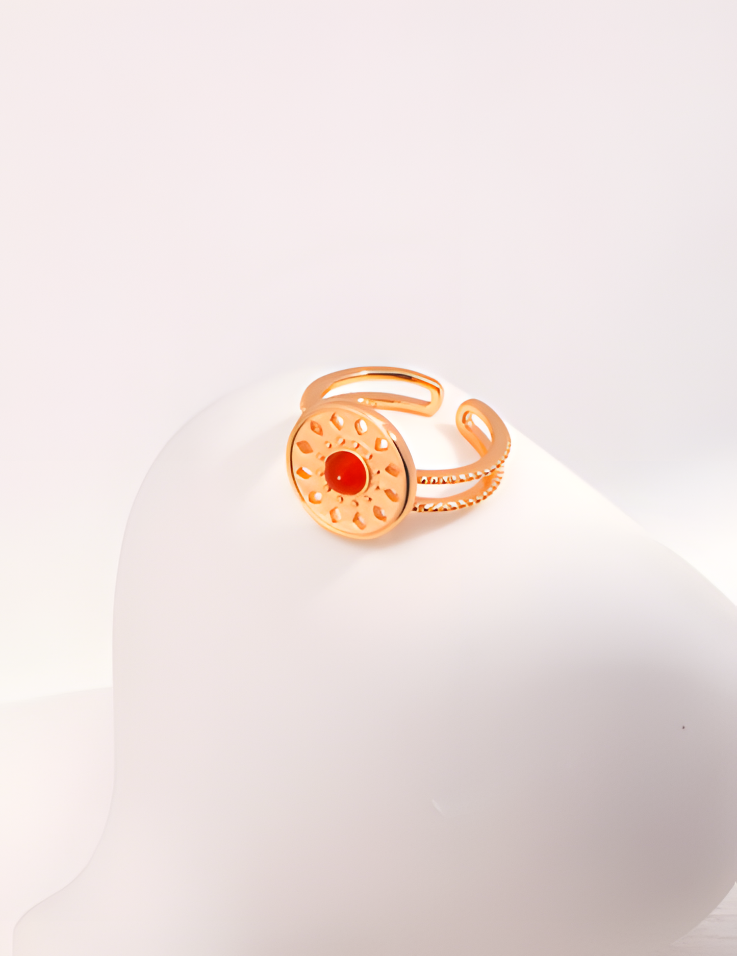 Agate and Metal Classical Ring