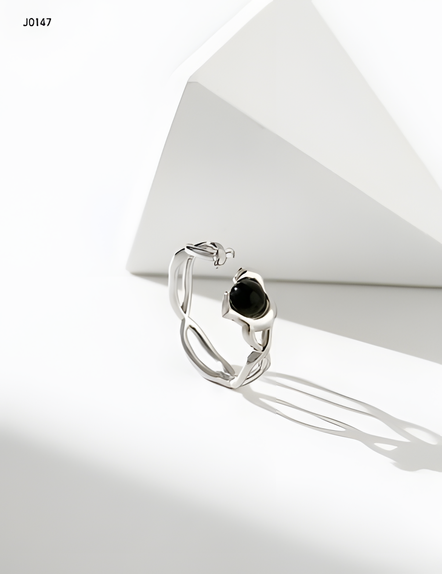 Agate and Onyx Sterling Silver Ring