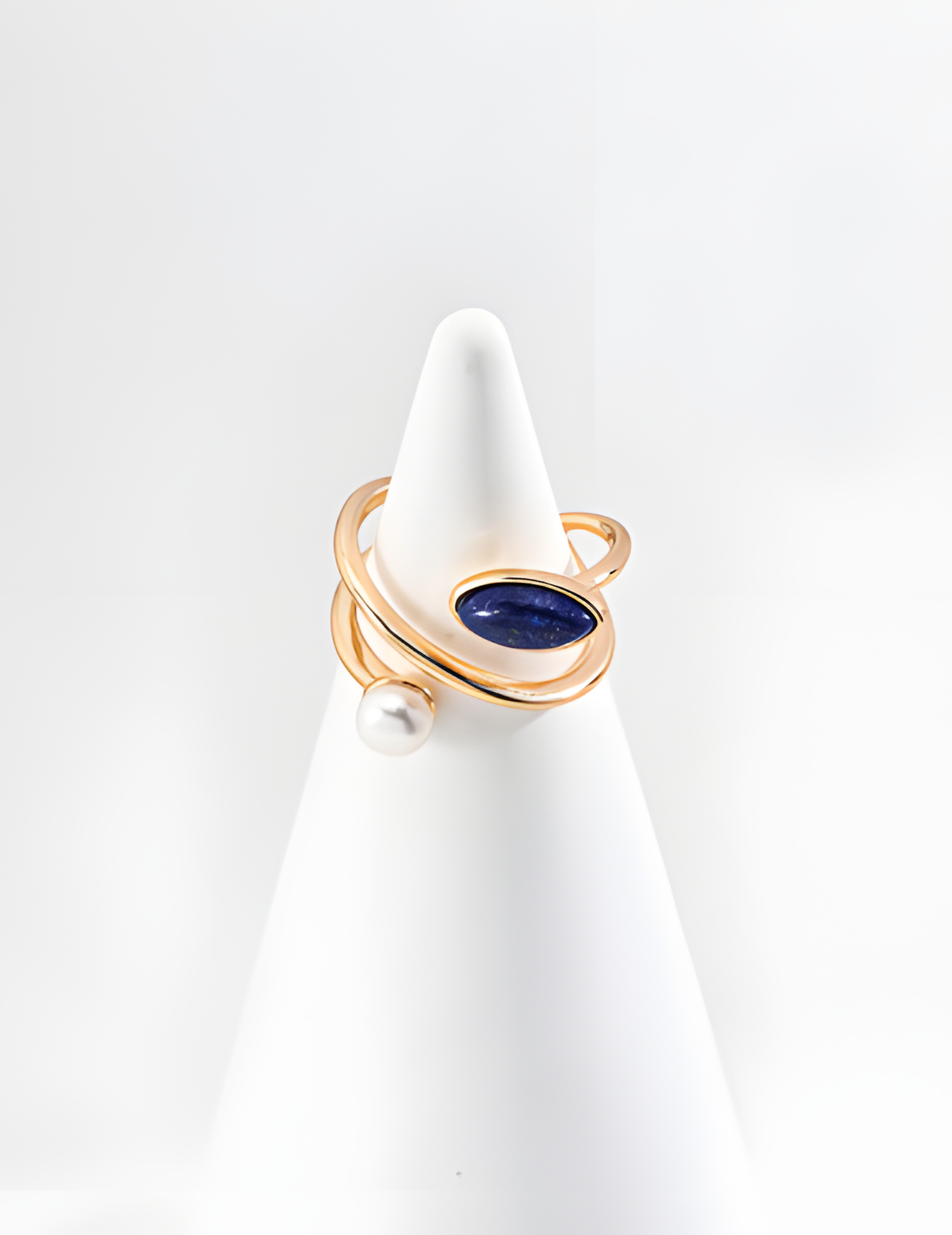 Silver Pearl and Lapis Lazuli Ring