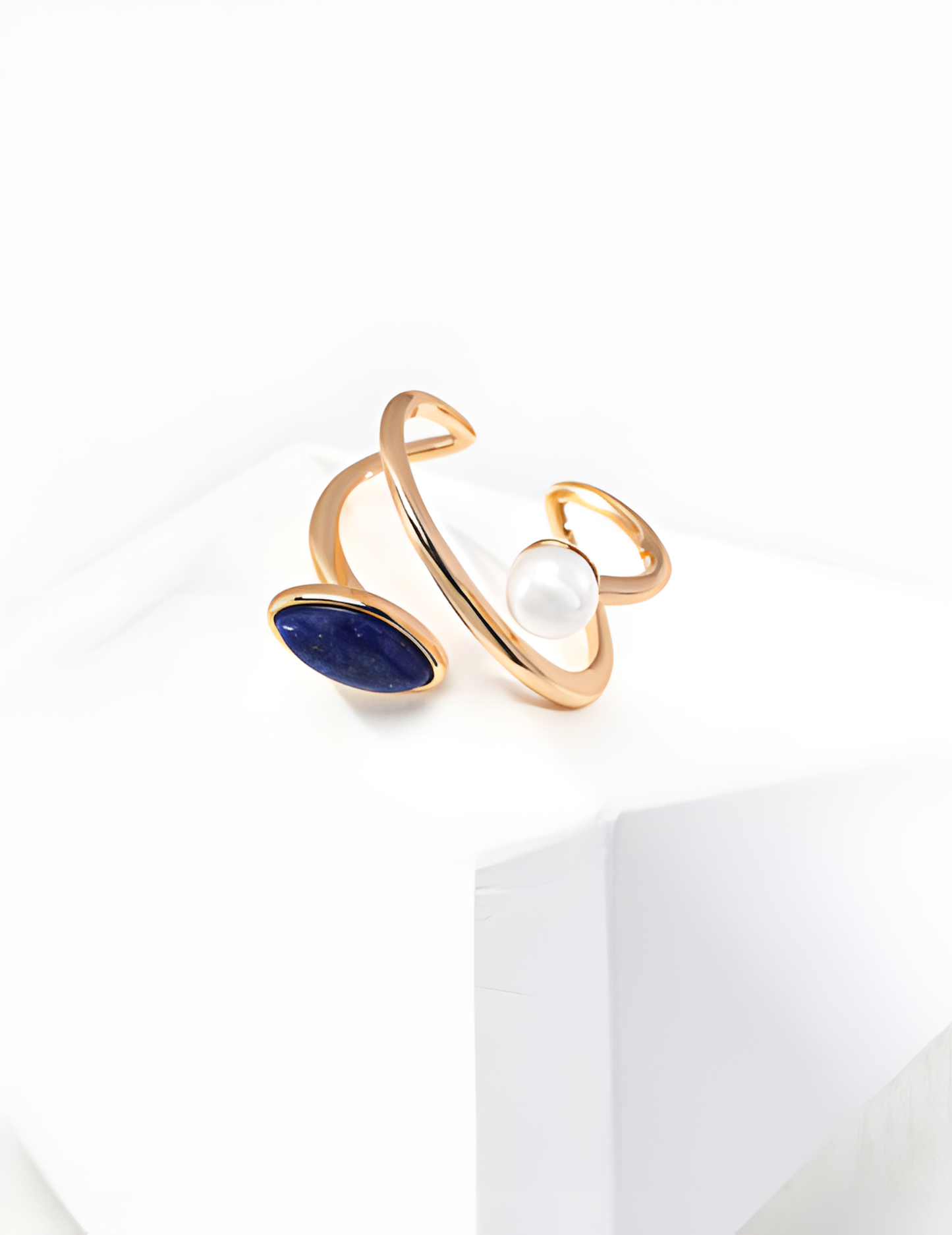 Silver Pearl and Lapis Lazuli Ring