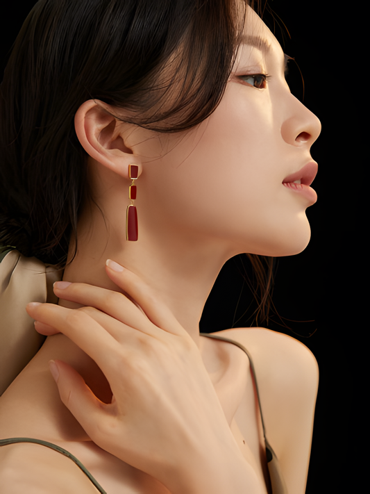 Red Uranium Drop Earrings