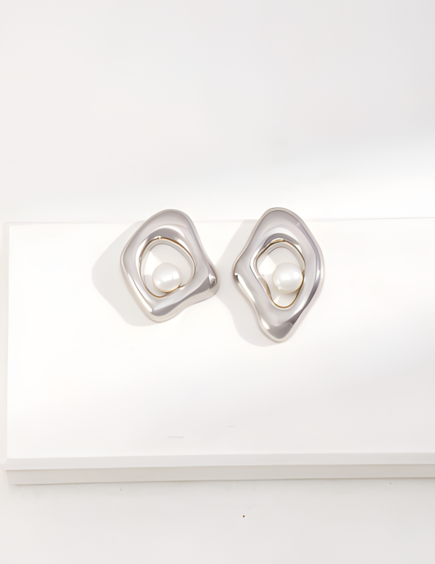 Natural Pearl Asymmetric Silver Earrings