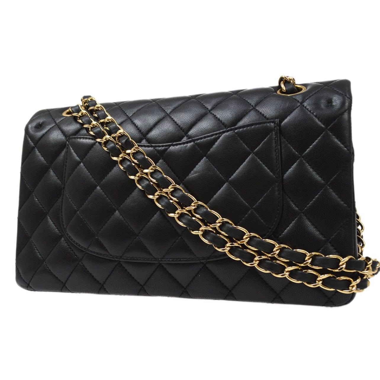 Medium Classic Double Flap Shoulder Bag in Black Lambskin