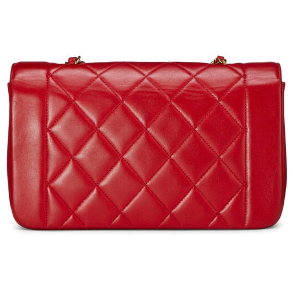 Small Diana Shoulder Bag In Red Quilted Lambskin