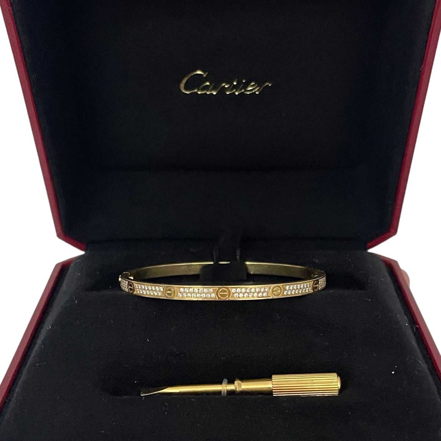 Cartier 18k Yellow Gold Pavé Diamond Love Bracelet