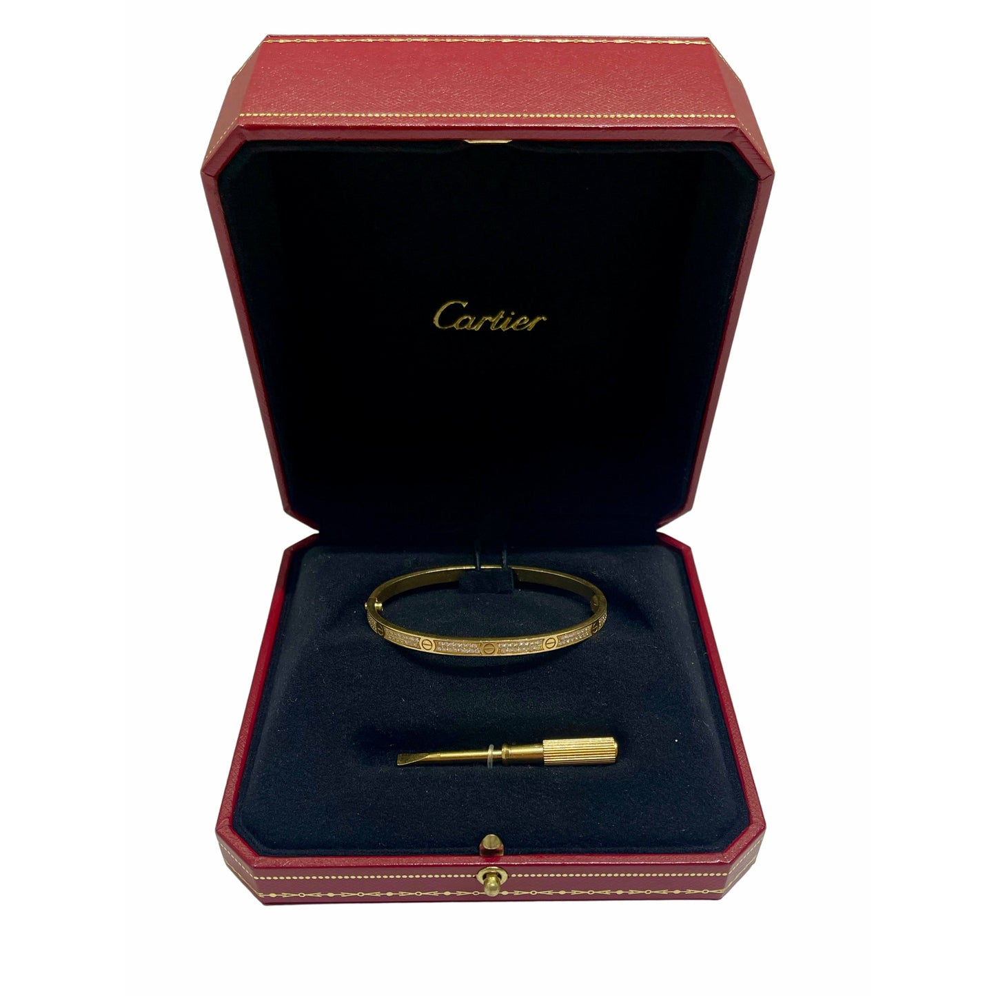 Cartier 18k Yellow Gold Pavé Diamond Love Bracelet