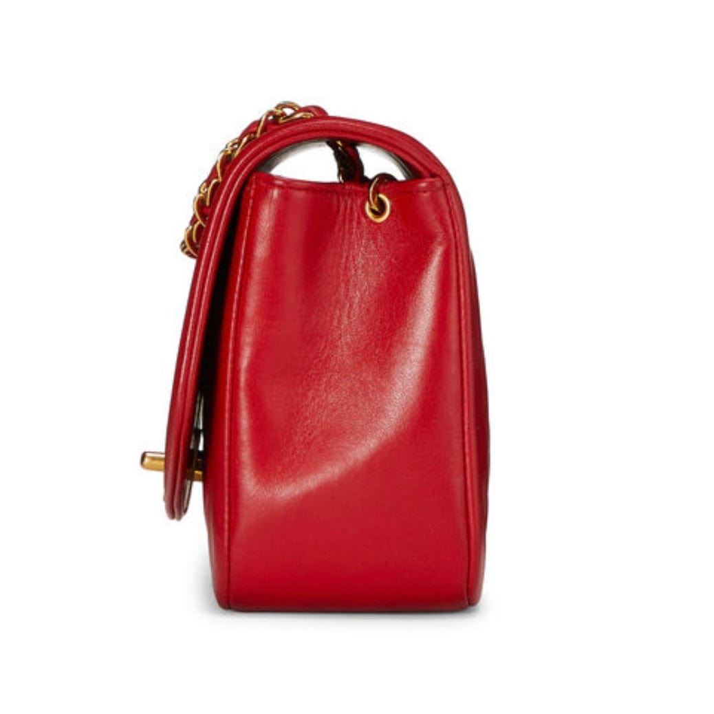 Small Diana Shoulder Bag In Red Quilted Lambskin