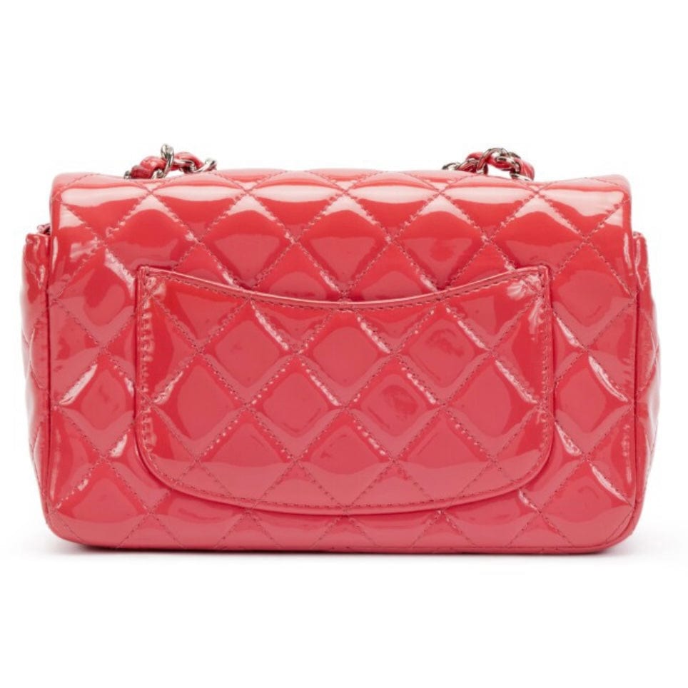 Pink Quilted Patent Leather Mini Flap Bag Silver Hardware