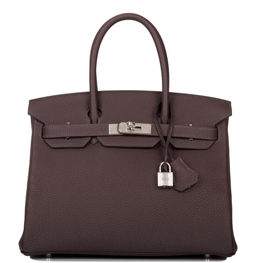 Hermès Chocolate Birkin 30cm of Togo Leather with Palladium Hardware