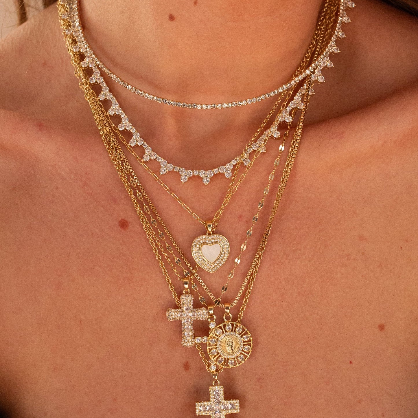 White Cross Necklace in Elegant Style