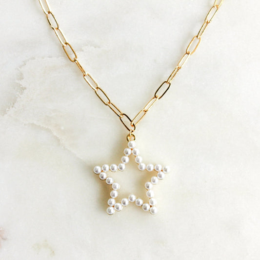 Oversized Star Pearl Clip Chain