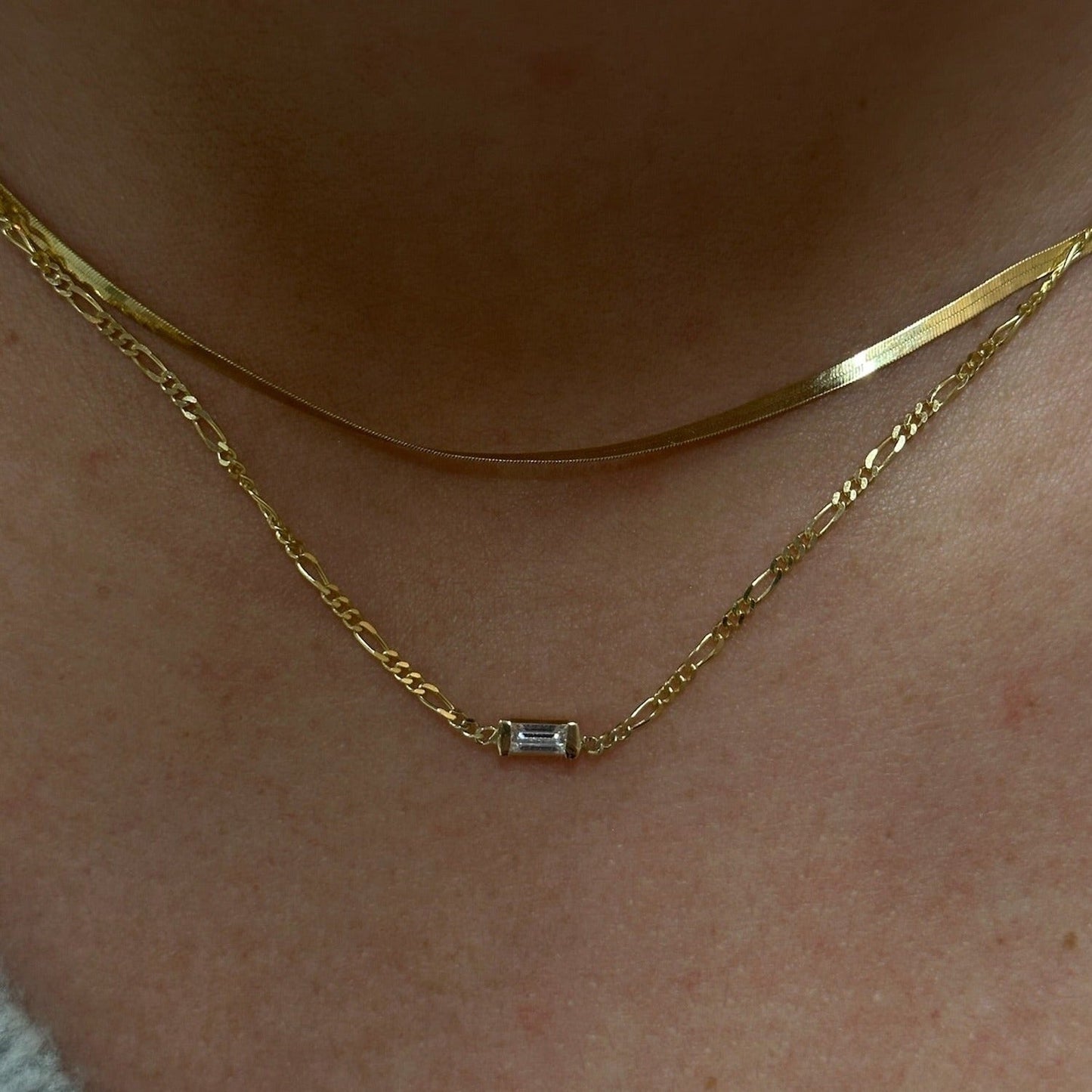 14k Baguette Choker Necklace for Women