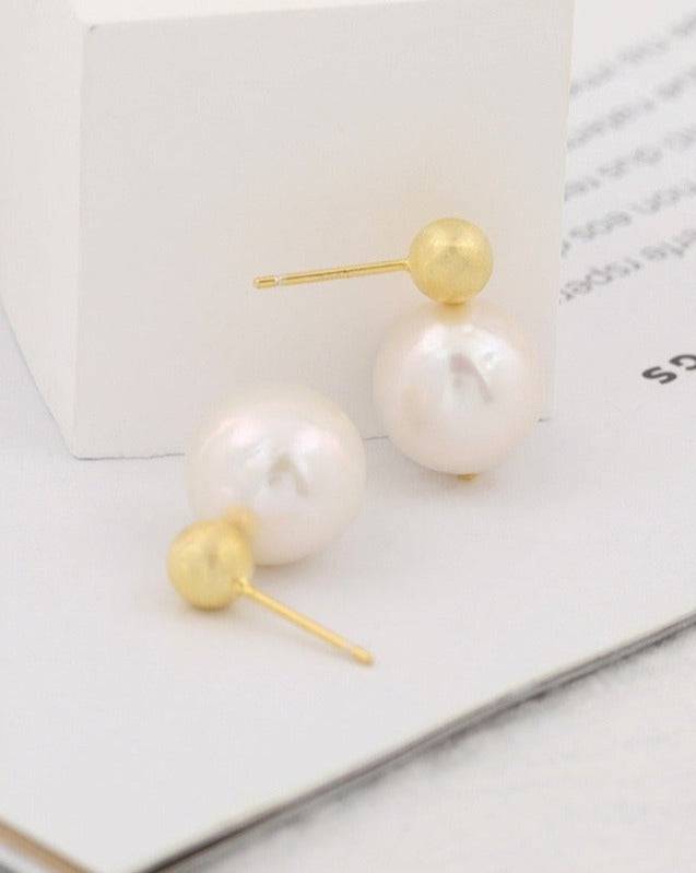 Baroque Pearl Earrings with Gold Design