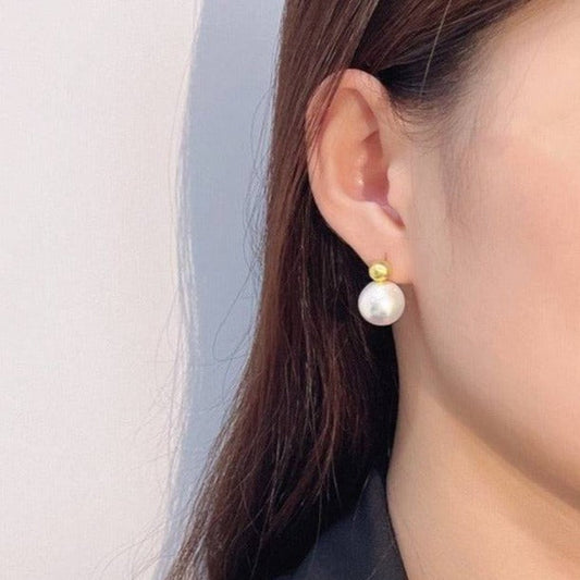 Baroque Pearl Earrings with Gold Design